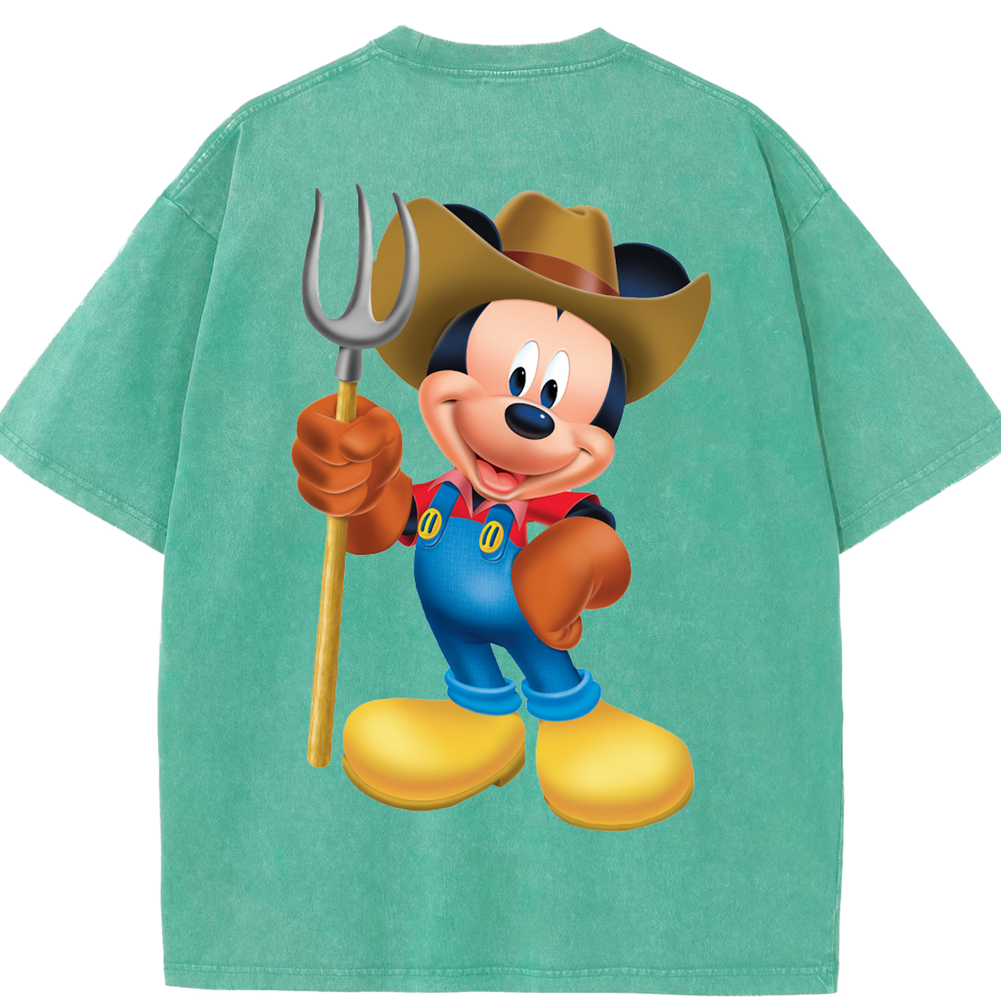 （画像用） ミッキーマウス Mickey Mouse 綿100% ヴィンテージ風 半袖Tシャツ（背面プリント）